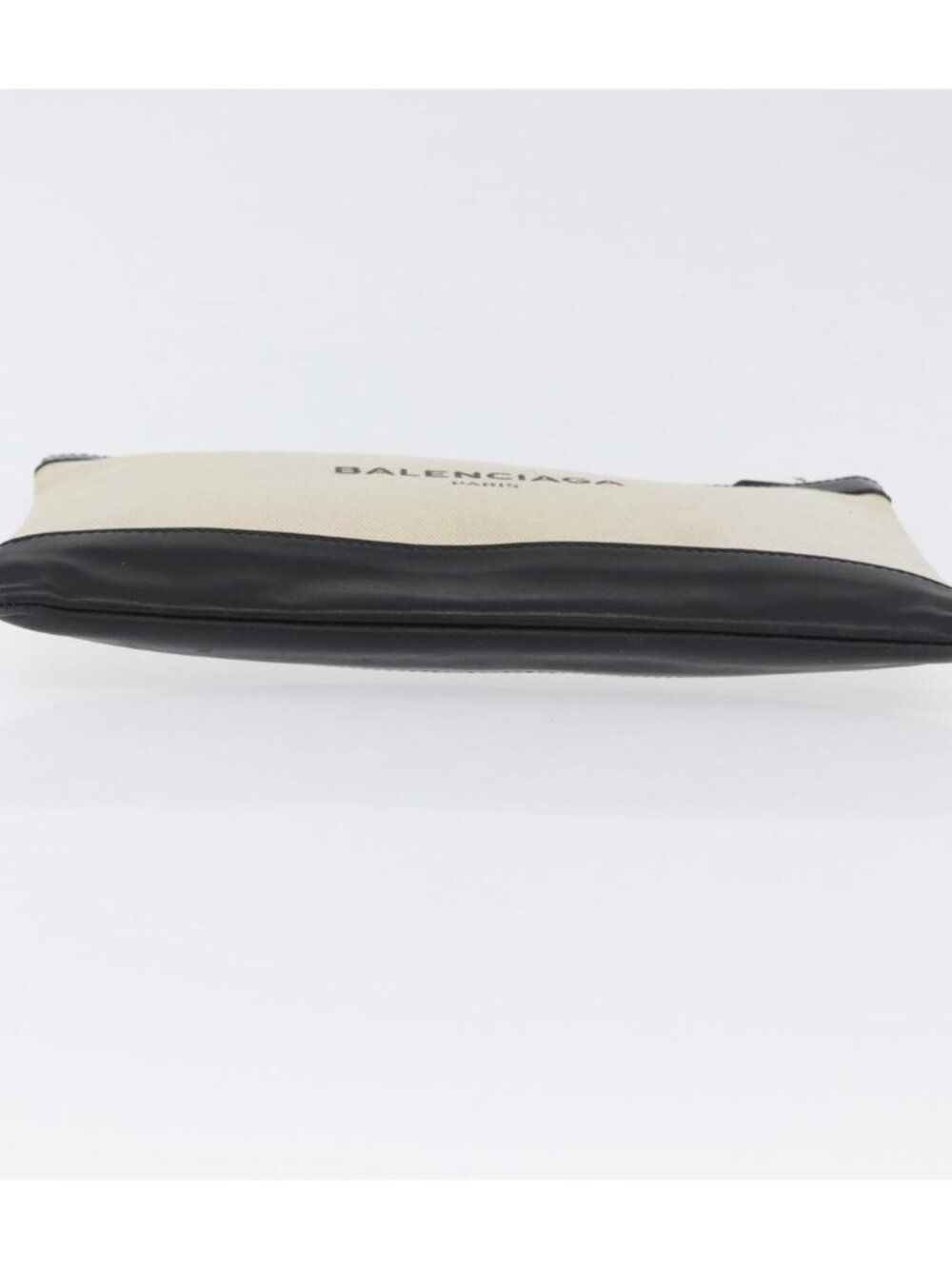 BALENCIAGA Navy clip M Clutch Bag Canvas Leather Beige Black 373834 - Picture 5 of 16